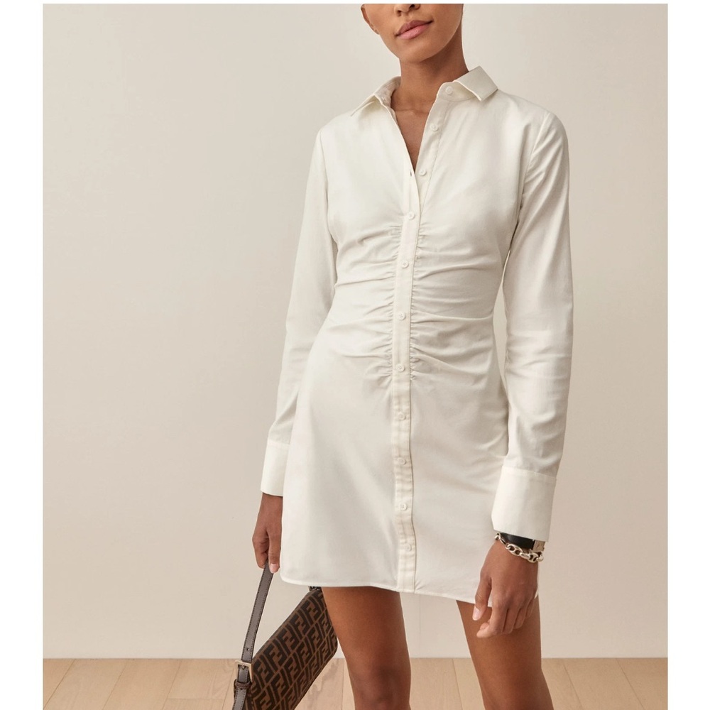 Reformation Vicki Cream Long Sleeve Dress